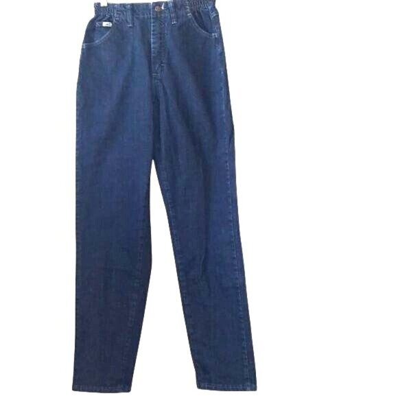 Lee Womens Side Elastic Medium Blue Denim Jeans 4M Cotton/Spandex - Picture 1 of 11